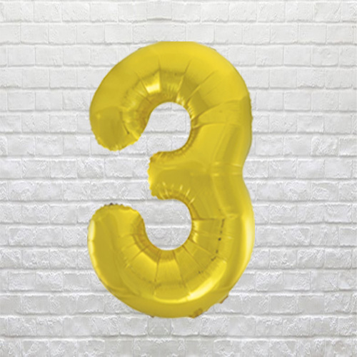 gold balloon numbers 3