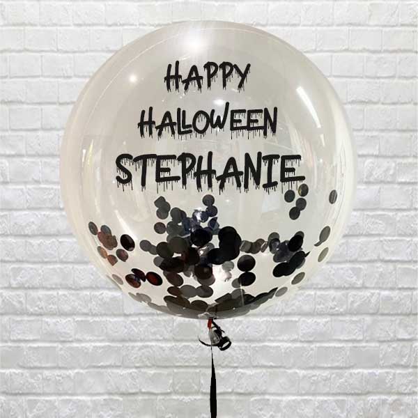 Personalised Halloween Black Confetti Bubble