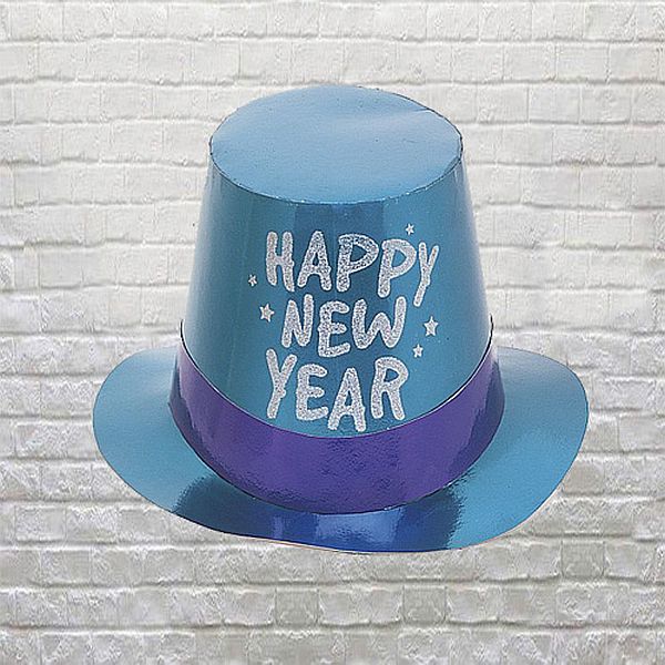 New Years Blue Glitter Top Hat