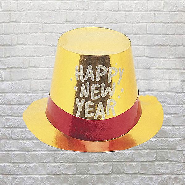 New Years Gold Glitter Top Hat