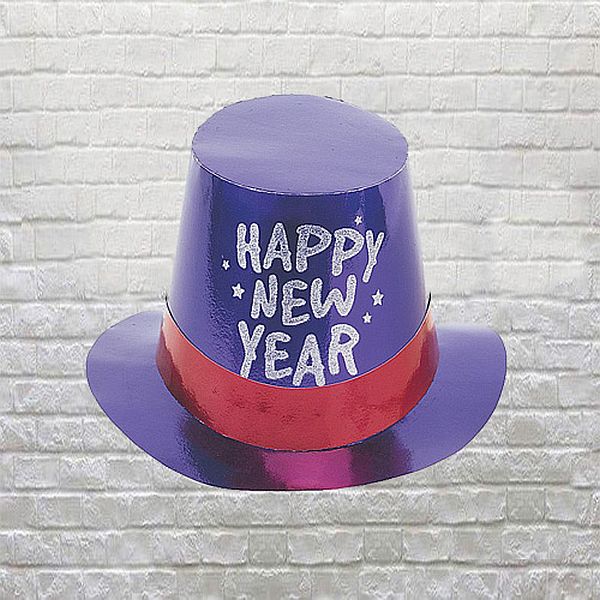 New Years Purple Glitter Top Hat