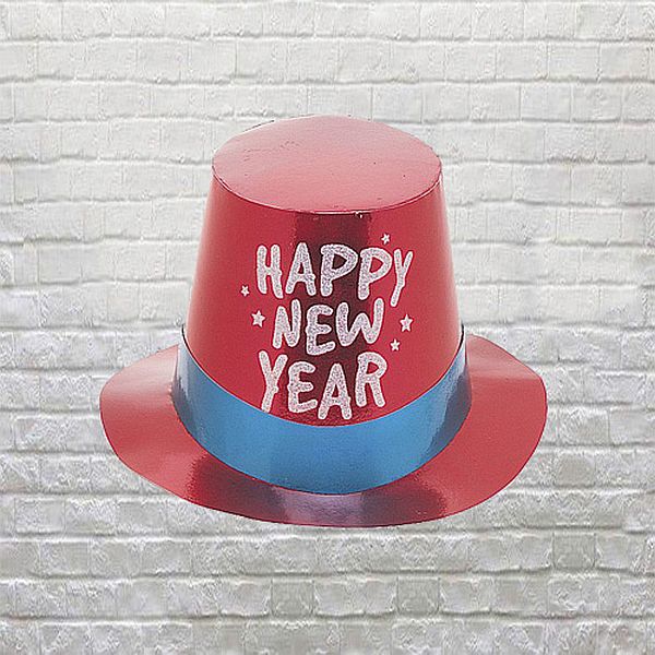 New Years Red Glitter Top Hat