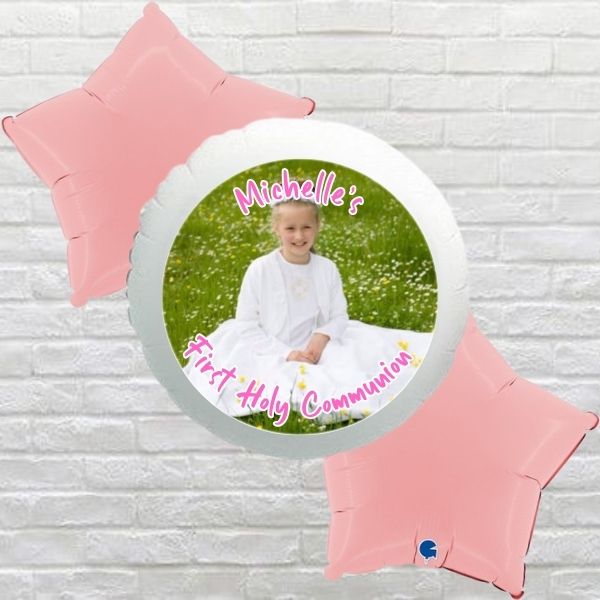 Holy Communion Pink Star Photo Bouquet