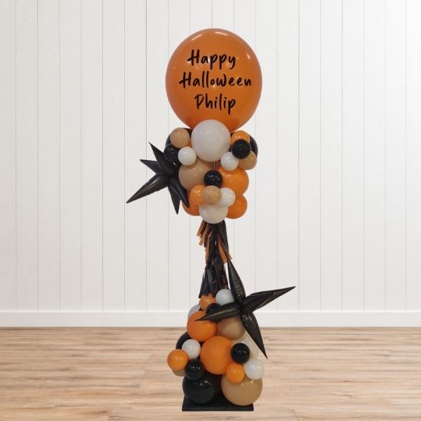 Black and Orange Personalised Halloween Balloon Stand