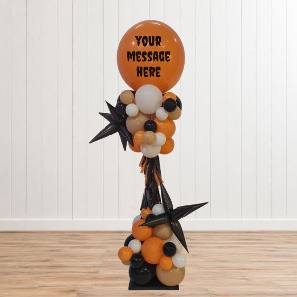 Black and Orange Personalised Halloween Balloon Stand