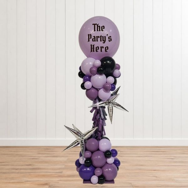 Black and Purple Personalised Balloon Stand