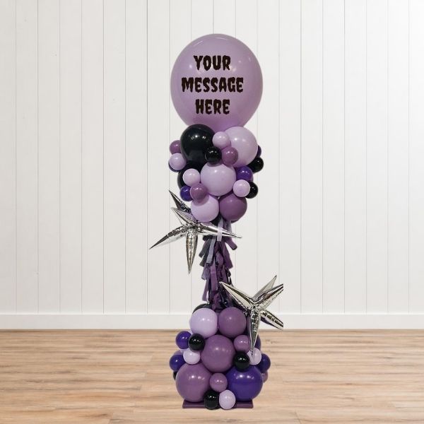 Black and Purple Personalised Balloon Stand